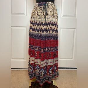 Vintage Wonder Wear Paisley Western Style Unlined Maxi Skirt Drawstring Closure